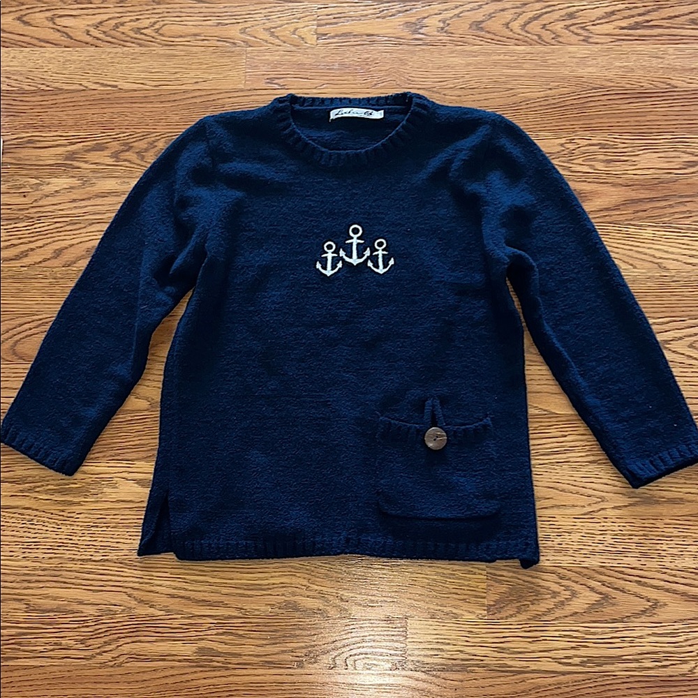 Anchors Away Navy Nautical Sailing Sweater By LuLu-B Colorful Comfy Clothing Co